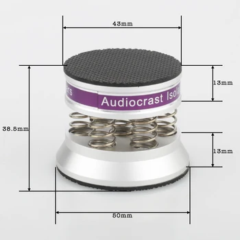 Audiocrast 4BUC-Negru Argintiu Aluminiu Primăvară Vorbitori Piroane Izolare Stand pentru Amplificator HiFi/Difuzor/Platan/Jucător