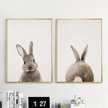 Baby Bunny Coada Panza De Imprimare Poster De Paduri De Animale Pictura Iepure Pepinieră Arta De Perete Imprimeuri Nordice Poze De Perete Decor Camera Pentru Copii