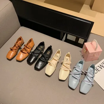 Bailamos Femei Pantofi 2021 Brand Designer De Pantofi Mary Janes Femeie Deget De La Picior Pătrat Japanned Piele Apartamente De Epocă Bandă Îngustă Mocasini