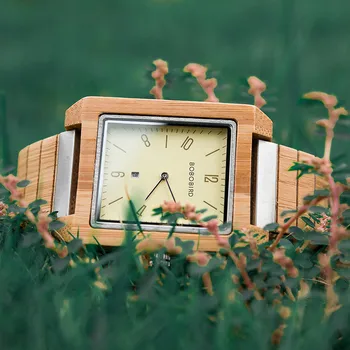 BOBO PASĂRE de Bambus, Lemn de Ceasuri Pentru Barbati Handmade Încheietura ceas din Lemn cu Ceas Auto Data Cadou de Craciun In Cutie relojes hombre para