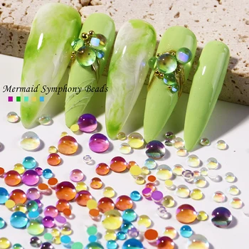 Bomboane Culori Mixte Dimensiuni Sirena Rotund de Sticlă Margele de Cristal AB 3D Nail Art Strasuri DIY Flatback Pietre Acrilice, Decoratiuni