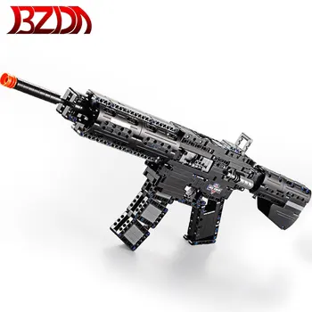 BZDA PUBG Joc Pușcă de Asalt M4A1 Blocuri Arma de Foc 6 Gloante Continuu Arma Cărămizi Jucării Pentru copil Ziua de nastere Cadouri