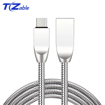 Cablu Micro USB de Încărcare Rapidă de telefoane Mobile Cabluri de 1M Cu Tub Moale Nu Înnodate USB-C de Sârmă de Metal Pentru Samsung Negru, Argint, Aur