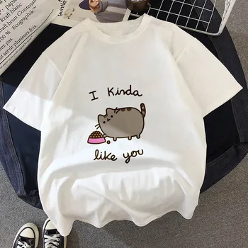 Camiseta Kawaii de gato gordo para niños, camiseta bonita de moda para niños, camiseta Hipster de sección fina, camisetas, ropa,