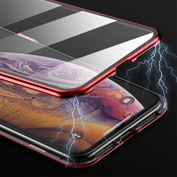 Caz de protecție Magnetic Pentru iPhone 12 Mini 11 Pro Max Xs XR 8 7 6 Plus SE 2020 cu față-verso de sticla înapoi caz acoperire