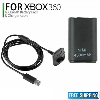 Cele mai noi 4800mAh Dublu Acumulator, Incarcator USB + Cablu Pack Pentru XBOX 360 Wireless Controller Baterie pentru Gamepad Xbox360