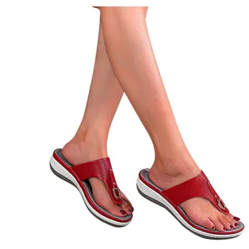 CEYANEAO Plajă de Vară din Piele Flip Flops pentru Femei Low-Toc Dantelă-Up Papuci Acasă în aer liber de Mari Dimensiuni Pantofi Casual Femei Sport Slide-uri