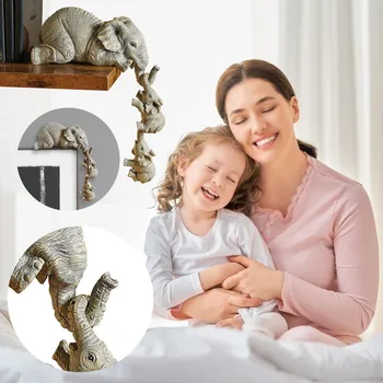 Colectie de Elefant Figurina Mama Elefant Joc cu Copilul De Nas Lung Ornament Camera de zi Cabinetului Dragostea de Mama Statuie