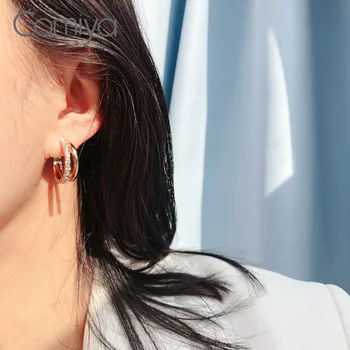 Comiya Stud Earrng De Culoare De Aur Din Aliaj De Zinc Cerc De Cristal Mozaic Accesorii Cercei Pentru Femei Coreea Bijuterii Moda Bijuterii