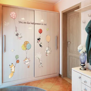 Copii Desene animate Autocolante de Perete Balon Mouse-ul Camera Copiilor Hol Intrare, Dormitor, Gradinita PVC Murală Decor Acasă
