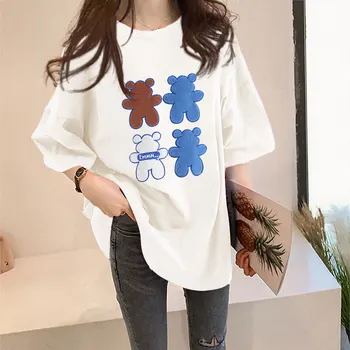 Coreea Supradimensionat Femei T Shirt Scrisoarea Imprimate tricou de Vara Topuri Fetele Harajuku Casual cu Maneci Scurte Plus Tricou Femme Îmbrăcăminte
