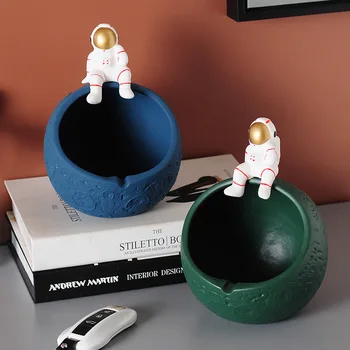 Creative Astronaut Ceramica Cheie Cutie De Depozitare Ornamente De Culoare Solidă Desene Animate Cosmonaut Figurine Model De Casa De Decorare Camera De Zi