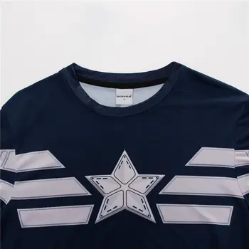 Căpitanul American tricouri Compresie pentru Bărbați T-Shirt de Fitness Culturism Topuri Imprimate 3D Amuzant Maneca Lunga Tricouri Camiseta