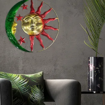 De lux din Fier Forjat Agățat de Perete de Fier Arta Sun Moon Decor tridimensional Metal Ornament Interior Exterior Antic Art Decor de Perete