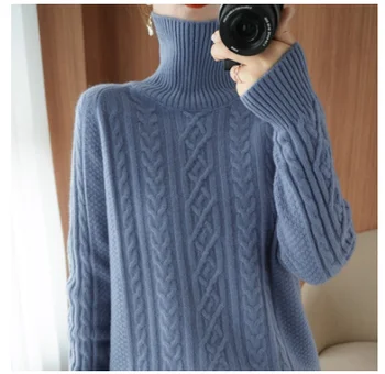 De vânzare la cald 2021 nou toamna femei de moda high-end cașmir pulover guler pulover pulover leneș vânt cald pulover tricot