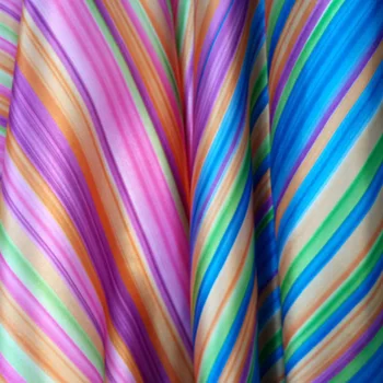 Decor tesatura Satin Moale rainbow stripe Satin Lucios Material matasos de Satin imprimat Charmeuse Țesături 1 curte