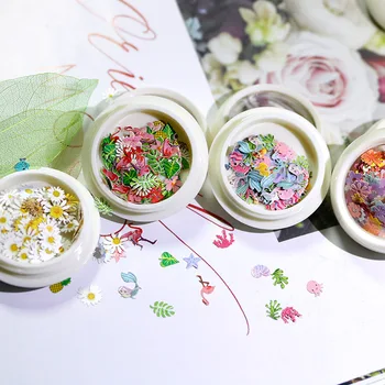Decoratiuni de arta unghiilor Unghii accesorii Daisy flori si frunze Mixte de unghii de paste Ultra subțire de unghii furnir 3Dnail art 1box