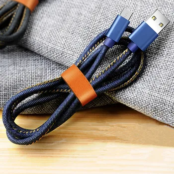 Denim Nylon Micro USB de Tip C C Încărcare Sârmă Quick Charge 3.0 2.4-Un Cablu pentru Samsung Galaxy J3 J5 J7 A40 30 80