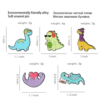 Desene animate dinosaur moda Cool Rock Email Pin Greu Ace de Rever Figura Brosa Brosa Accesorii Bijuterii Cadouri Amuzante La Prieteni
