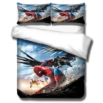 Desene animate Spider-Man Set de lenjerie de Pat King Size pentru Băiat Pilota Plapuma Acoperă Twin Cuvertura de pat Dormitor Nici o Foaie