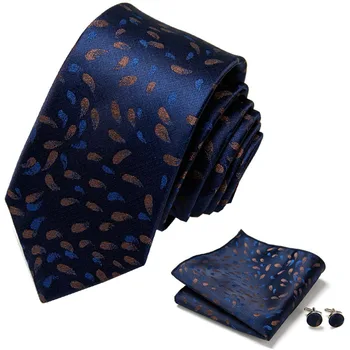 Designerul Italian de Moda Bărbați Cravată Set de Lux Paisley Silk Tie Batista Butoni Set Petrecere de Nunta Cravata