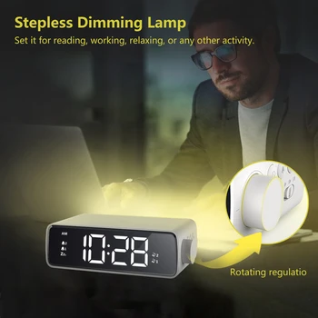 Desktop ceas cu alarma electronic cu LED-uri de lumină LED-uri digitale ceas deșteptător încărcare wireless 10W încărcare rapidă pentru Apple,Samsung,Huawei