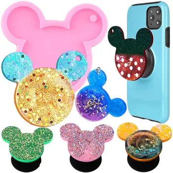 Disney Mickey Telefon Prindere Rasina Matrite Insigna Tambur Telefon Socket Epoxidice Turnare Silicon Mouse Cap Matrite DIY Breloc cu Pandantiv Matrite