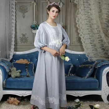 Doamnelor Cămașă De Noapte Pijamale Palat În Stil Cămașă De Noapte Pentru Femei Loog Cămașă De Noapte Rochie De Lungime De Glezna