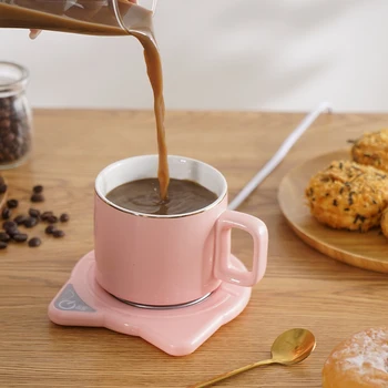 Drăguț Cana Cald Cana de Pisică ureche forma Încălzire Coaster Ceașcă de Cafea Caldă Ține Cafea Ceai lapte 55 ℃ Cadouri pentru Fete