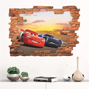 Efect 3D Disney Cars Mcqueen 50*70cm Autocolante de Perete Decor Acasă Living Desene animate Decalcomanii de Perete din Pvc de Artă Murală Diy Postere