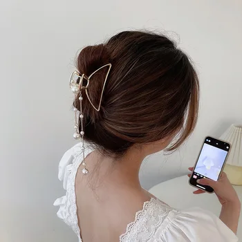 Elegant Franjuri de Gheare de Păr Clipuri pentru Femei Păr Perla Cleme de Par Ac de păr Crab Fete coreene Modă Accesorii de Par Frizură