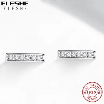 ELESHE Moda Cristal Geometrice Bar Cercel Nunta de Argint 925 Cercei Pentru Femei Minimalist Bijuterii Cadou de Crăciun