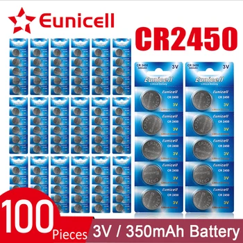 Eunicell NOI 100buc 3V CR2450 Baterie 350mAh ECR2450 KCR2450 5029LC LM2450 Butonul de Celule Monedă cu Litiu Ceas Electronic Baterii