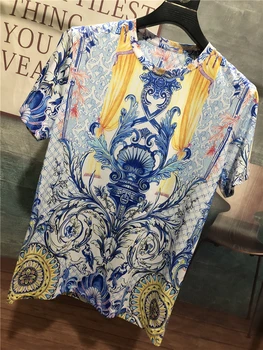 Europa Stil Bărbați/Femei casual imprimeu floral mâneci Scurte Tee topuri de designer de Înaltă calitate pentru bărbați T-shirt C070