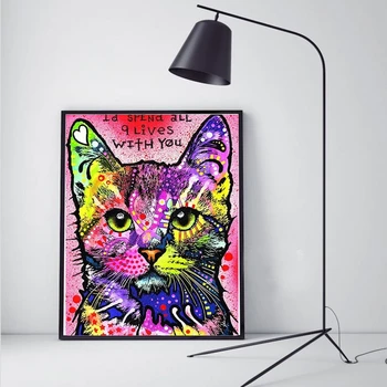 Evershine 5D DIY Diamant Pictura Cat goblen Kit Complet Piața Diamant Rotund Broderie Animal Stras Imagine Meserii Kit
