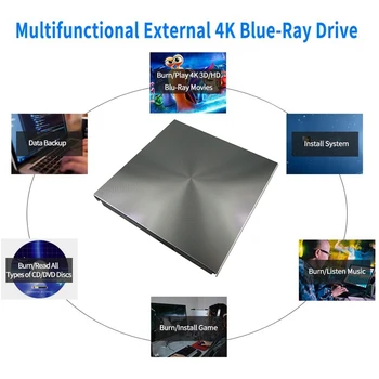 Extern 3D Blu-Ray DVD Drive USB 3.0 DVD / BD-ROM CD-ul / DVD-RW Arzător Player Scriitor Cititor pentru Mac OS Windows 7/8.1/10/Linxus,La