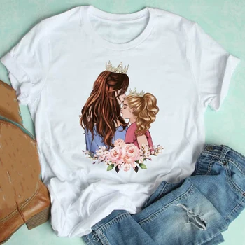 Femei cu Maneci Scurte Acuarelă Îmbrăcăminte Băiat de Moda Dragoste Desene animate Mama Mama Haine de Imprimare Tricou Femei Tee Top Graphic T-shirt
