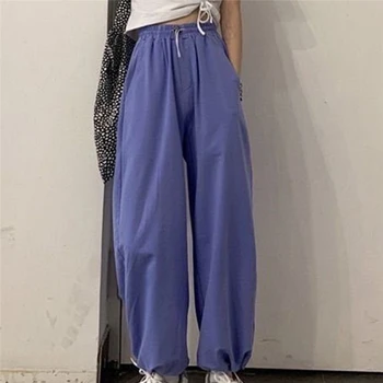 Femei Pantaloni Streetwear Stil Coreean Liber Joggeri Femei Pantaloni De Trening Gri, Talie Mare Confort De Bază Simplu De Moda Casual Pantaloni