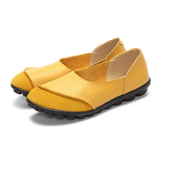 Femei pantofi plat din piele de moda din piele mata doamnelor pantofi casual confortabil respirabil non-alunecare superficială gura pantofi simpli