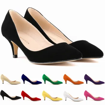 Femei Pompe De Piele De Căprioară De Culoare Pură Femei Pantofi Cu Tocuri Subtiri Subliniat De La Picior Toc Femei Pantofi De Nunta De Lux De Moda De Top De Vânzare