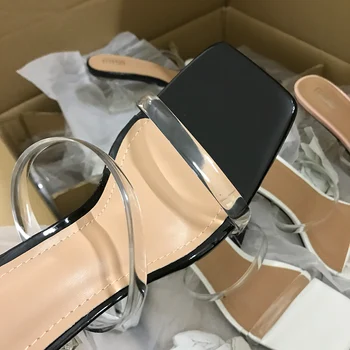 Femei sandale de vară 2021 cuvânt nou PVC fibre chimice material cu toc sandale cu toc potcoava de moda de petrecere papuci de 8CM
