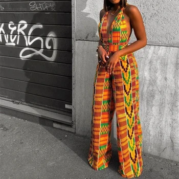 Femei Sexy Boho Africane Salopete Ankara Stil DIY Bandaj Salopetă Haine Africane din Africa Rochii Femei Halat Africaine Femme