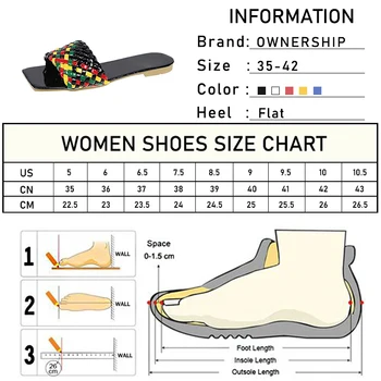 Femei Vara Acasa, Papuci de casă 2021 Doamnelor Deget de la picior Pătrat Plat Feminin Casual, de Culoare Țese Diapozitive Femeie Pantofi Confortabili pentru Femei Încălțăminte