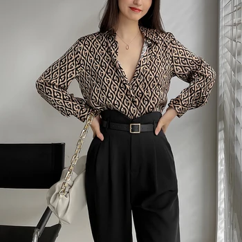 Femei Vintage Maneca Lunga Tricou Doamnelor Imprimare Tricouri Femei Blusas Elegante Sus Blusas Mujer 2021 Moda De Primăvară