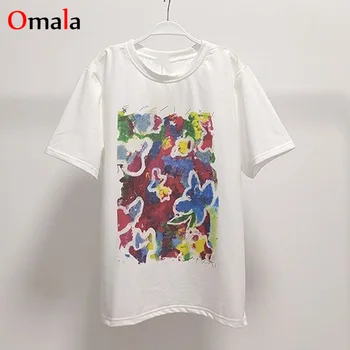 Femeie tricouri Harajuku Imprimate grafic t shirt pentru Femei de vara cu Maneci Scurte din bumbac Vintage Streetwear T-shirt alb supradimensionat Topuri