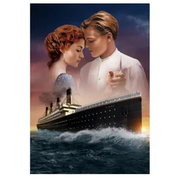 Fierbinte 5D DIY Arta Titanic Poster Brodate Figura Stras Imagine Mozaic Meserii Diamant Pictura Decor Acasă FC618