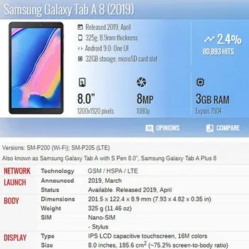 Floarea-soarelui Embosed din Piele de Caz Pentru Samsung Galaxy Tab a 8.0 2019 cu S-Pen SM-P200 P205 Acoperă Cu Slot pentru Card de Caz + GiftFilm