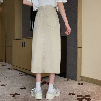 Fuste Femei Solide-linie Laterală fantă Design Minimalist coreea Style Moda Streetwear Toate-meci Elevii Doamnelor Casual de Vara
