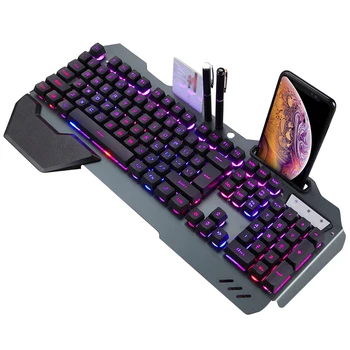Gaming Keyboard Joc Mecanic Sentiment RGB LED Backlit Gamer Tastaturi USB Tastatura cu Fir pentru Joc PC, Laptop