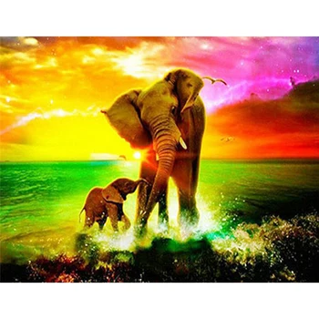 GATYZTORY DIY Pictură în Ulei De Numere HandPainted Cadou Unic Africa de Elefant Animale Vopsea De Numărul Încadrată Panza de Arte